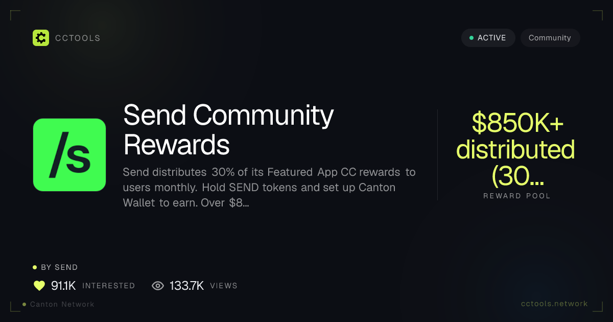 Send Community Rewards: Earn on Canton Network