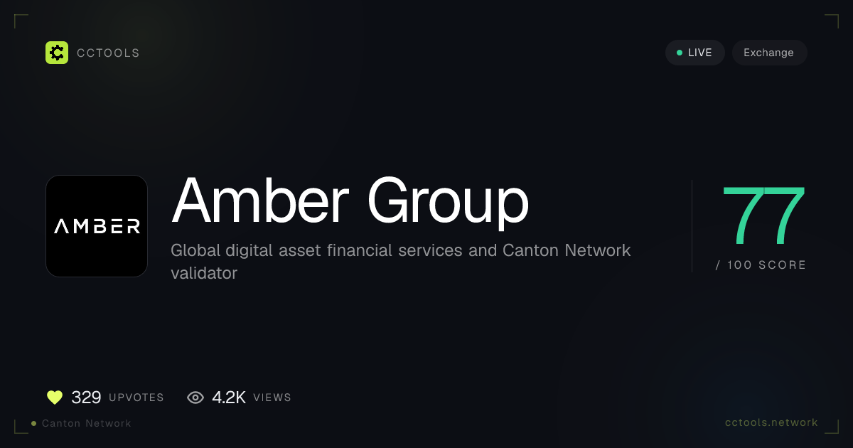 Amber Group: Canton Network Exchange Profile | CCTools