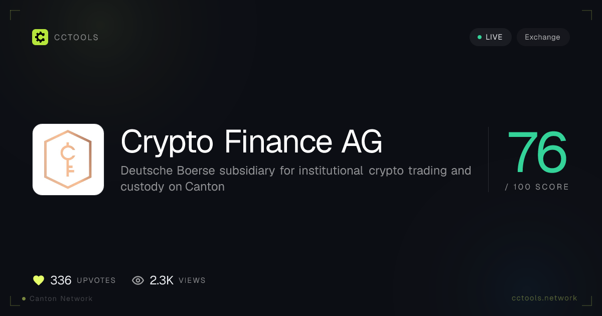 Crypto Finance AG: Canton Network Exchange Profile | CCTools