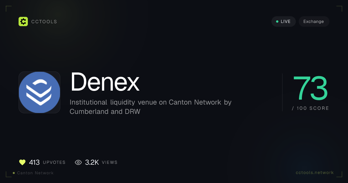 Denex: Canton Network Exchange Profile | CCTools