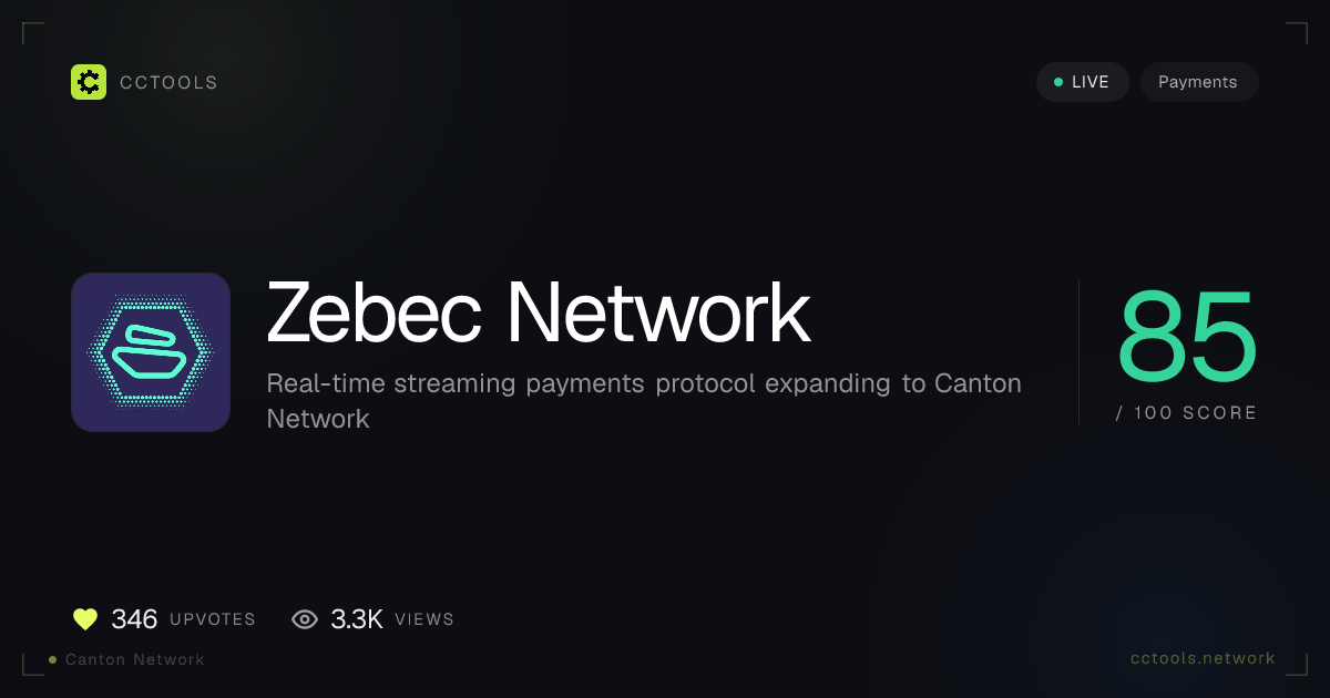 Zebec Network: Canton Network Payments Profile | CCTools